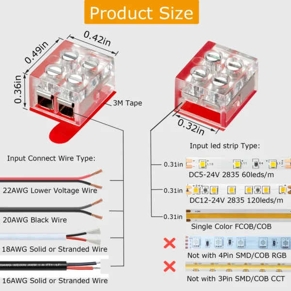 8MM 2PIN LED connector